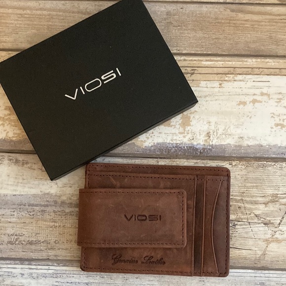 viosi Other - NWT Viosi slim brown leather money clip